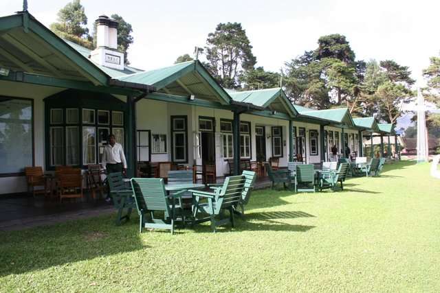 Clubhuis Nuwara Eliya golf club hoog in de bergen van Sri Lanka