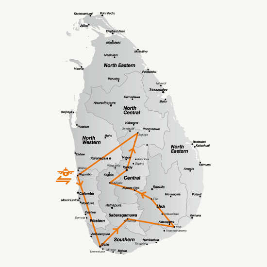Dit is de route van je Sri Lanka rondreis