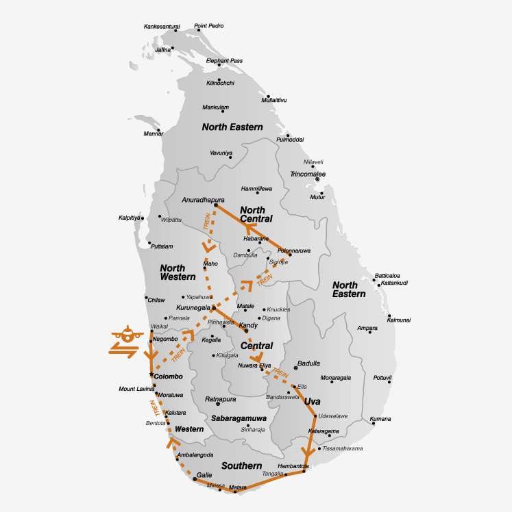 Tijdens de treinreizen door Sri Lanka wordt je baggage vervoert door je Singha reizen chauffeur