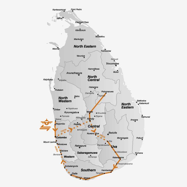 Delen van de route leg je met de trein af. Zo ontdek je Sri Lanka op een heel andere manier!
